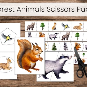 Waldtiere Schere Streifen und Schneidepraxis (Montessori Fine Motor Printable)