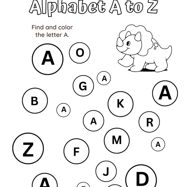 Digital Dinosaur Alphabet Seek and Find Activity Game