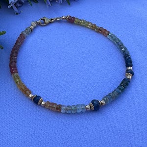 18k Solid gold bracelet with Multi Sapphire , Blue Sapphire and 18k solid gold accents!!!