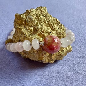 Rose Quartz Bracelet: Sterling Silver Toggle Clasp, Gemstone Beaded Bracelet