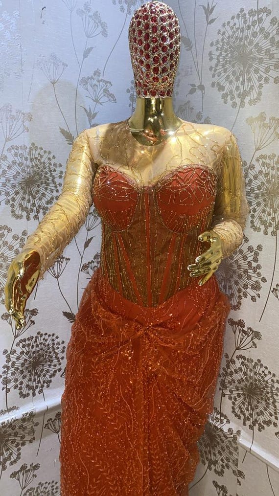 African Detailed beaded corset Dress, African Style Dress, Traditional gown ,African wedding Guest Dress, Birthday dress, Owanbe dress 2024