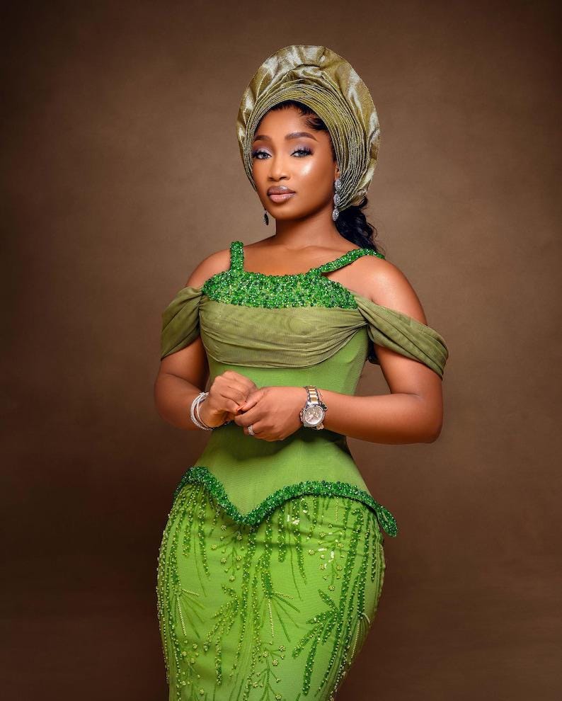 African corset beaded lace Dress, African Style Dress, 2 pieces top and skirt ,African wedding Guest Dress, Birthday dress, Owanbe dress 202
