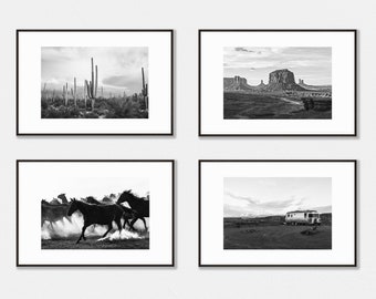 Schwarz weiß Western Fotografie Print Set, Bauernhaus Dekor (digitaler Download)