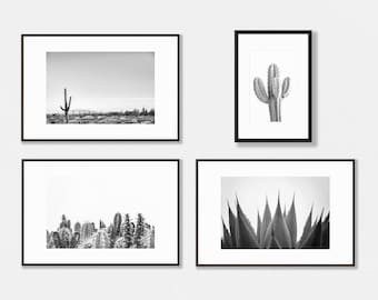 Schwarz und weiß Kaktus Fotografie Print Set, minimalistisches Dekor (Digitaler Download)