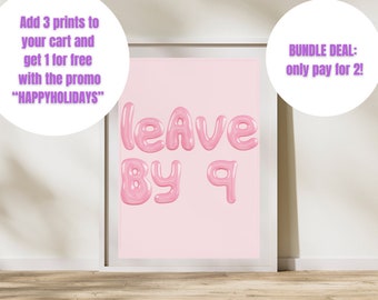 Lease by 9 Bubble Letter Digital Print | Funny Trendy Wall Decor | Pink | Digital Download