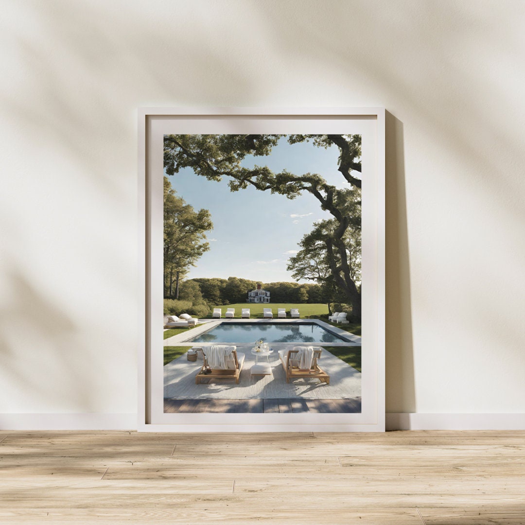 Dreamy Hamptons Vacation Digital Print | Beach Vacation | Pool House | Summer | Artwork | Digital Download