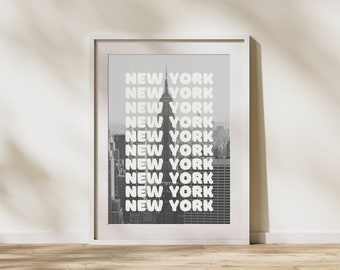 Black & White New York Digital Print | NYC | Manhattan | Wall Decor | Digital Download