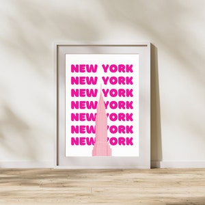 New York Empire State Building Digital Print | Pink Girly Wall Decor | Dorm Room Artwork | Digital Download