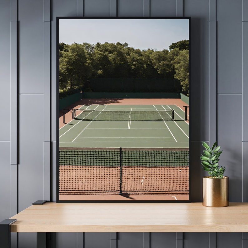 Aerial Tennis Court Digital Print Sporty Girl Pickleball College Dorm Artwork Digital Download image 2