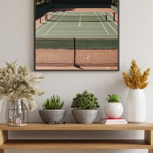 Aerial Tennis Court Digital Print Sporty Girl Pickleball College Dorm Artwork Digital Download image 3