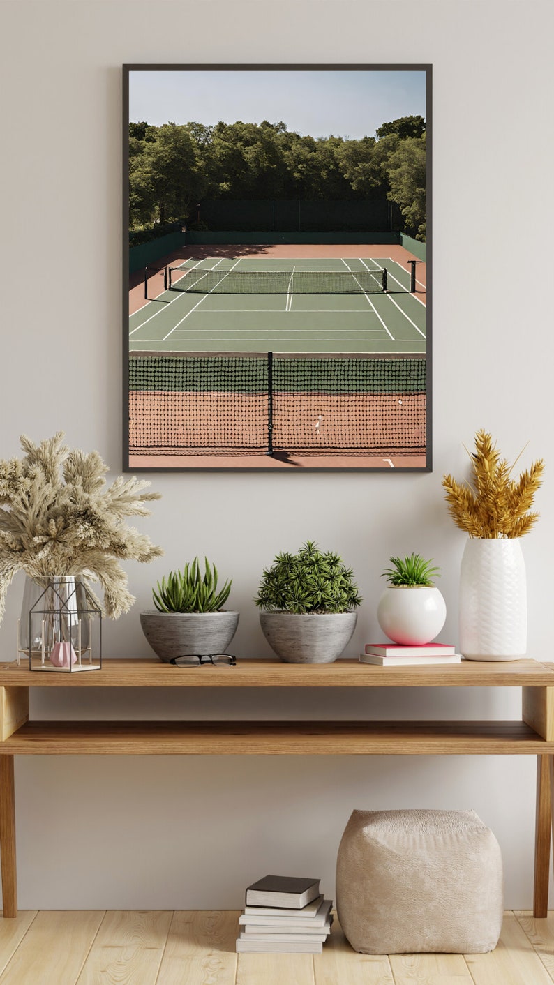 Aerial Tennis Court Digital Print Sporty Girl Pickleball College Dorm Artwork Digital Download image 3