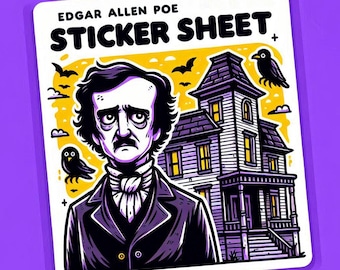Edgar Allan Poe Sticker Sheet: Gothic Literature Vinyl Decals