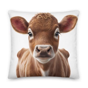 Baby Cow PIllow - Adorable Baby Calf Pillow, Cow Pillow, Cow Art, Farming Pillow, Farm Decor, Cow Throw Pillow