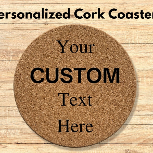 Custom Cork Coasters, Personalized Coasters, Coaster Set, Wood Cork Coasters, Customizable Coasters, Housewarming Gift, Office Gift