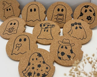 Car coasters set of 2, cute car coasters, halloween car coasters, cute car accessories interior, car accessories for women, cute ghost face