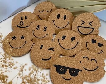 Car coasters set of 2, cute car coasters, smiley face, cute car accessories interior, car accessories for women, boho car accessories