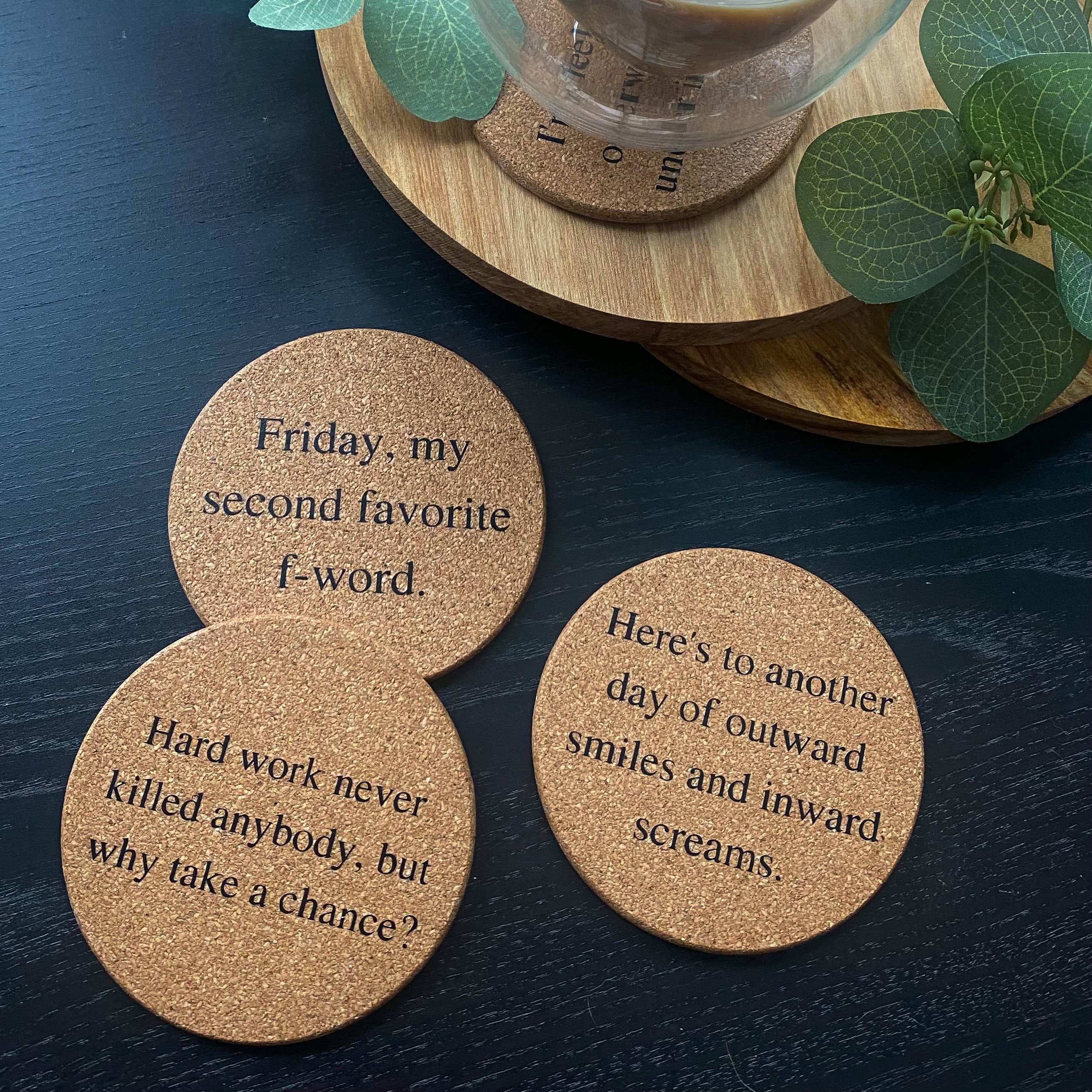 Work Coasters Cork Coasters, Home Office Decor, Corporate Gifts, Work From Home ...
