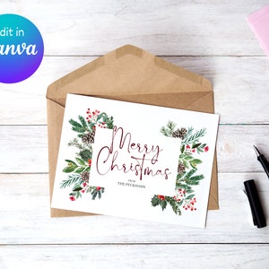 Classic Christmas Card | Canva Template | Digital File