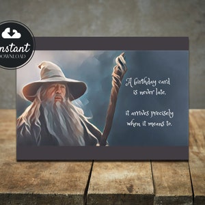 Carte d'anniversaire imprimable | Gandalf inspiré de Tolkien | Téléchargement instantané | Fichier numérique