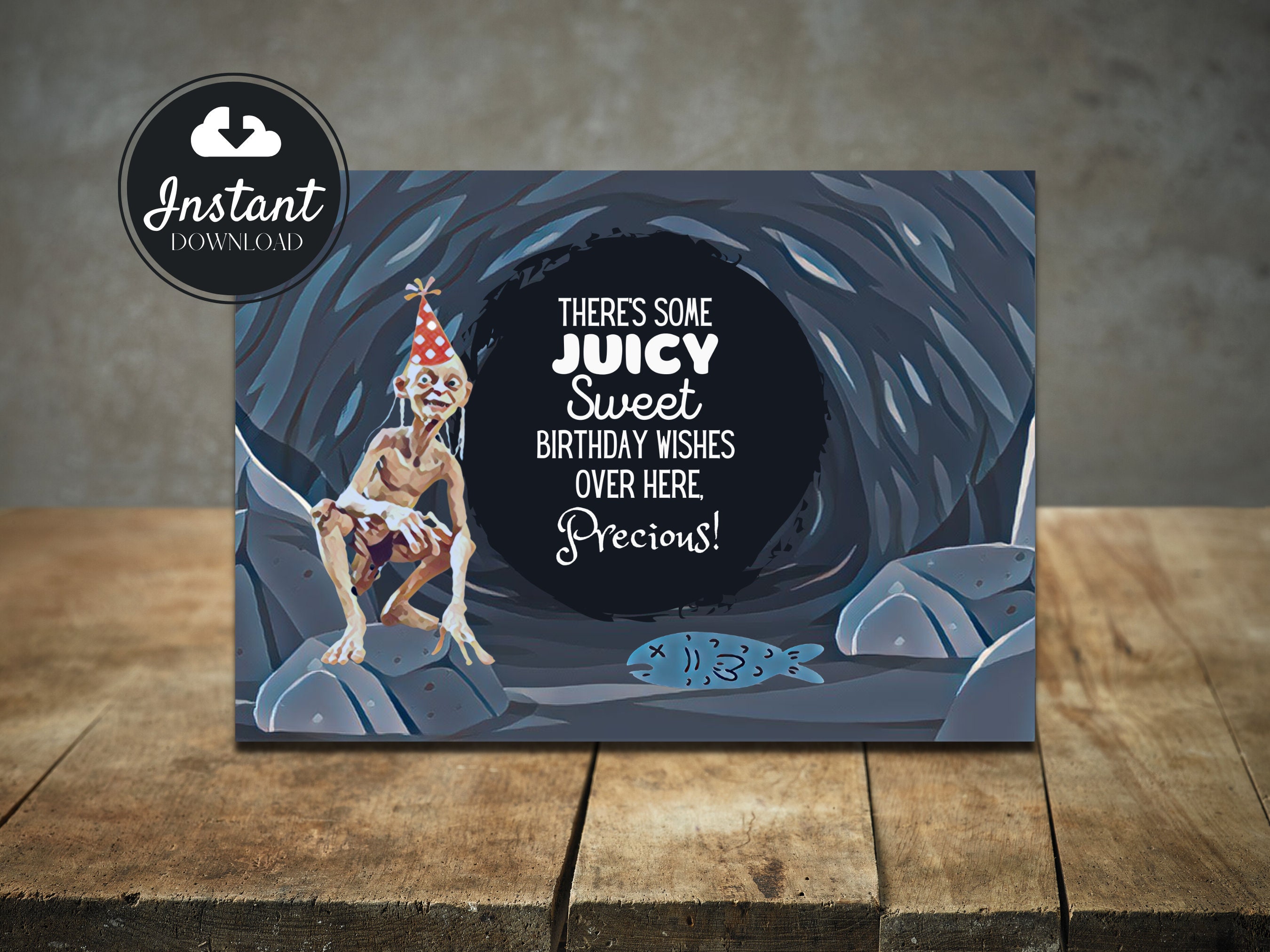 Printable Birthday Card tolkien Inspired Gollum Instant Download ...