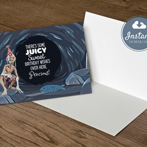Printable Birthday Card tolkien Inspired Gollum Instant Download ...