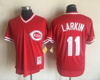 Throwback Cincinnati Reds Barry Larkin Vintage Baseball Jersey 