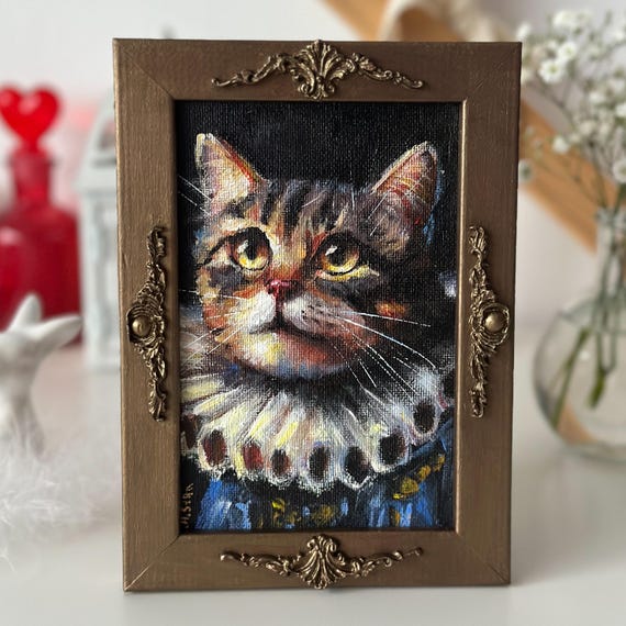 猫 猫じゃらし 油絵 油彩手描き 原画 オリジナル オンライン ストアホビー・楽器・アート - 猫 猫じゃらし 油絵 油彩