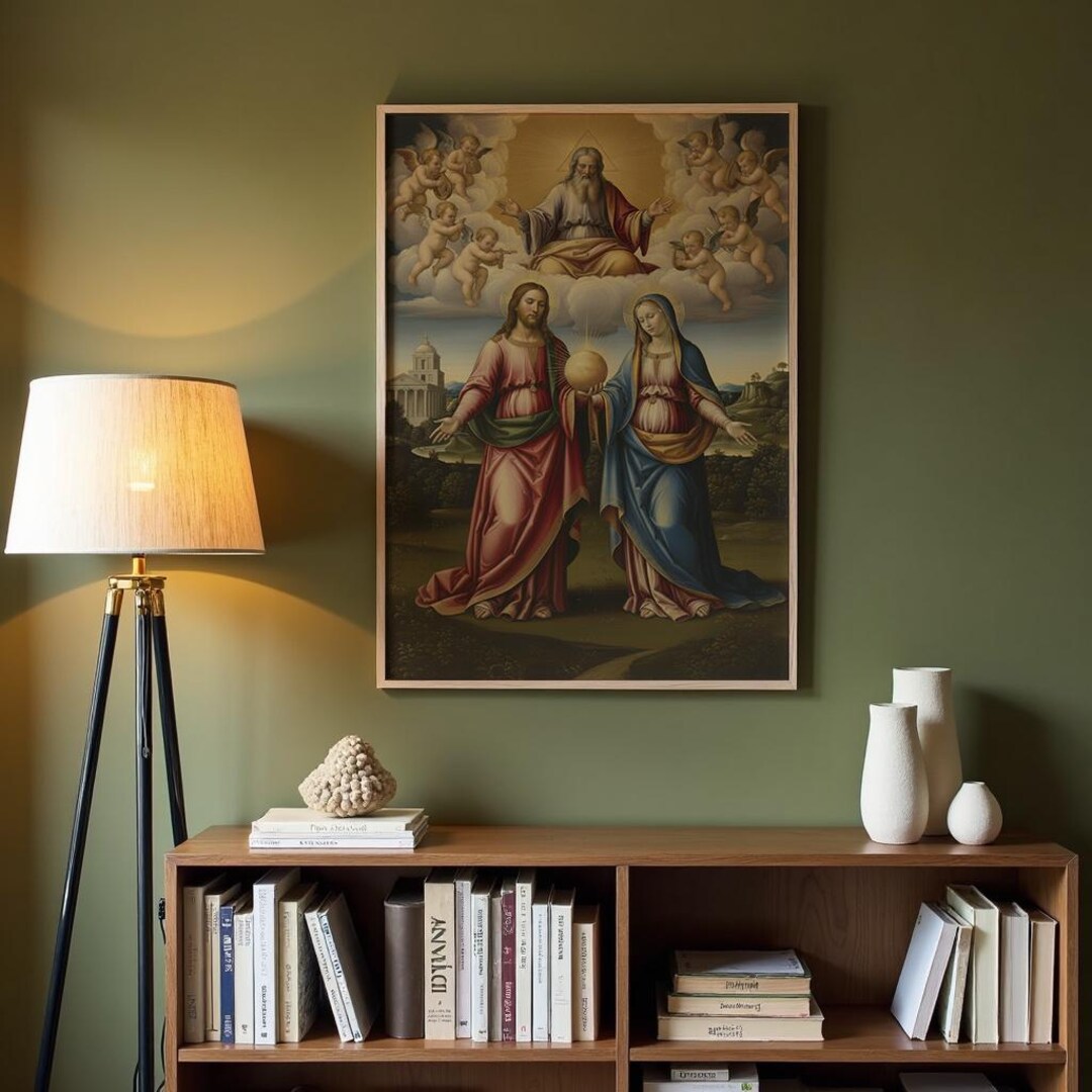 Catholic Inpired Graphics Renaissance Inspired Religious Painting of Jesus, the Virgin Mary, and ...