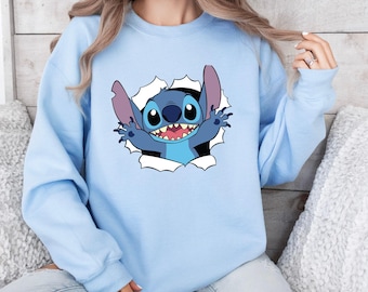 Stitch Sweatshirt - Disney Stitch Shirt - Cute Disney Crewneck - Disneyland Vacation -  Disney Vacation Outfit - Stitch Fan Gift