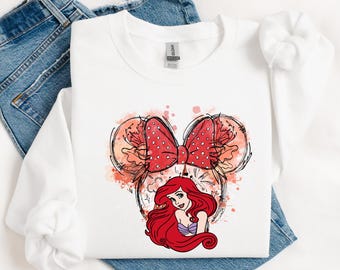 Princess Ariel Sweatshirt, Little Mermaid Crewneck - Disney Castle Shirt, Minnie Ears Tee Sweater