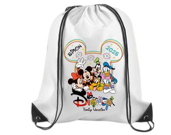 Personalized Disney Trip Backpack – Custom Disney Drawstring Backpack  | Family Vacation Bag | Mickey Ears Backpack | Disney Travel Gift