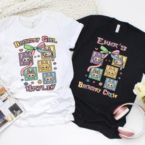 Labubu Birthday Shirt – Custom Name Birthday Girl Tee – Cute Labubu Family Matching Shirts – Personalized Labubu Party Gift Tee