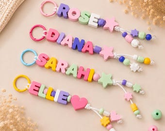 Custom Name Bag Charm | Personalized Letter Bead Keychain | Backpack Charm | Cute Purse Charm | Paracord Keychain Gift