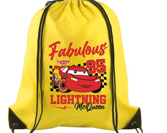 Disney Cars Drawstring Backpack – Disney Cars Party Gift for Kids - Lightning McQueen Bag - Disney Cars Party Favor for Kids
