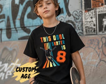 Skater Birthday Shirt, Personalized Birthday Boy Shirt, Custom Age Skateboard Birthday Tee, Cool Skater Birthday Shirt, Skateboarding Party