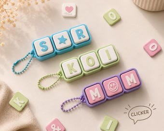 Custom Letter Keychain | Personalized Nickname Bag Charm | Clicker Keychain | Custom Gamer Tag | Aesthetic Initial Backpack Charm