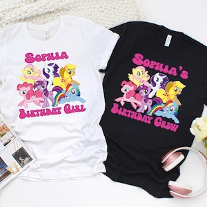 My Little Pony Birthday Shirt Custom Name Birthday Girl Tee –  MLP Matching Birthday Crew Shirts  – My Little Pony Party Gift