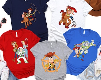 Toy Story Shirts for Adults and Kids – Woody, Buzz, Jessie, Bo Peep & Bullseye Family Matching Disney Tees, Pixar Birthday Shirt