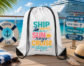 Cruise Drawstring Backpack, Cruise Essentials Bag, Cruise Vacation Backpack, Beach Travel Bag, Cruise Gift for Women, Cruise Days Bag