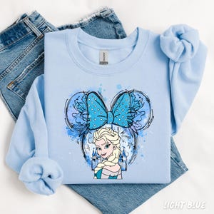 Disney Elsa Sweatshirt, Frozen Elsa Shirt, Disney Castle Watercolor, Princess Matching Shirt, Elsa Minnie Ears, Disney Lover Gift