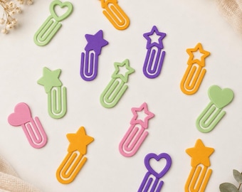 Marque-page trombone géant, pince pour agenda en forme de cœur ou d'étoile, marque-page coloré, accessoire de bureau, pinces géantes en plastique, cadeau pour les enseignants