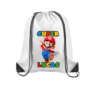 Personalized Super Mario Backpack - Peach, Bowser, Luigi Drawstring Backpack -  Birthday Party Gift