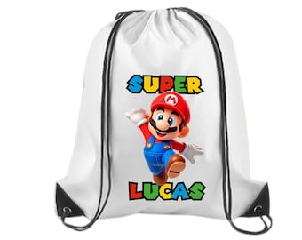Personalized Super Mario Backpack - Peach, Bowser, Luigi Drawstring Backpack -  Birthday Party Gift