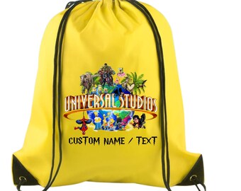 Custom Universal Studios Backpack Personalized Universal Studios Family Trip Souvenir Family Vacation Drawstring Backpack Universal 2025 Bag