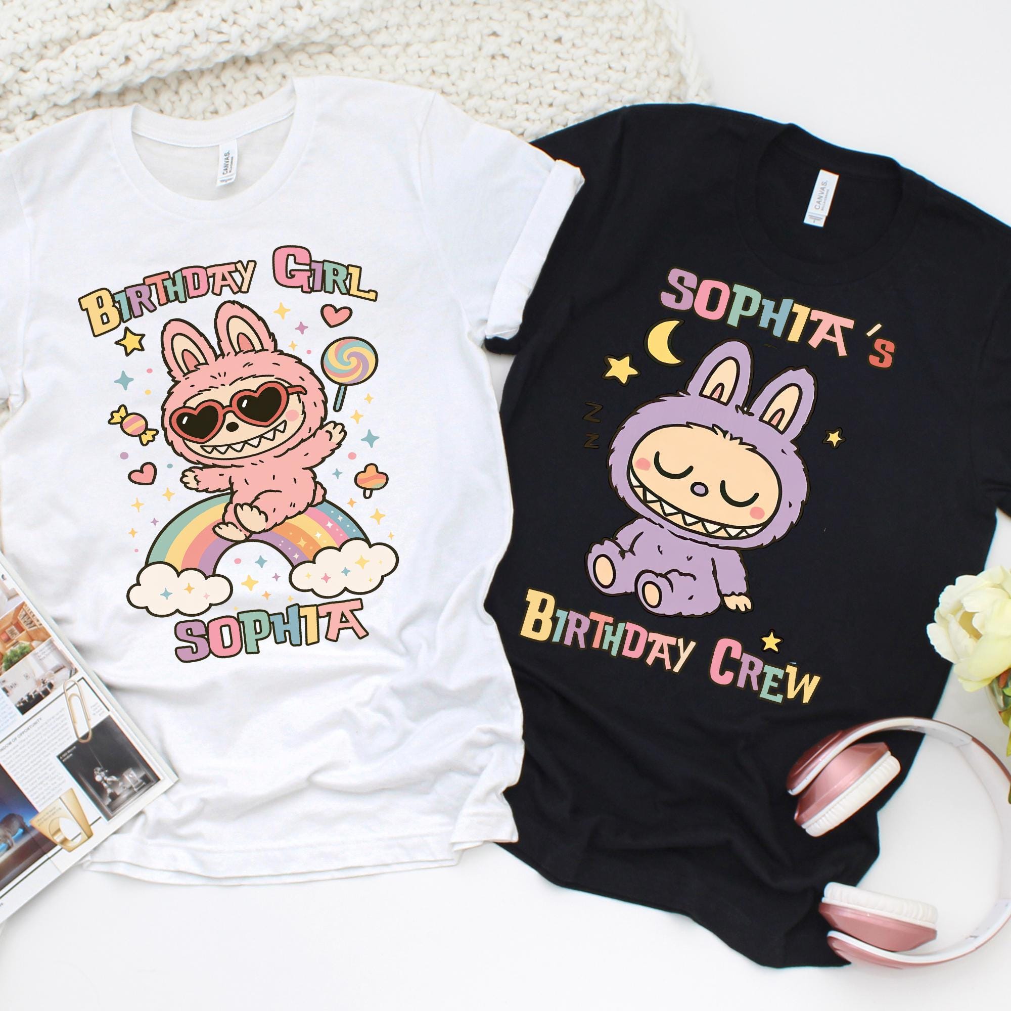 Custom Labubu Birthday Shirts Personalized Labubu Matching Family Birthday Shirts – Birthday Girl Tee – Cute Kawaii Birthday Shirt