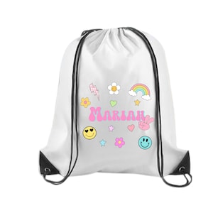 Personalized Kids Backpack, Custom Name Drawstring Bag, Birthday Gift for Girls, School Bag, Travel Bag for Kids, Party Gift Idea
