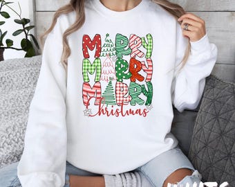 Merry Christmas Sweatshirt | Festive Holiday Pullover | Cute Winter Graphic Sweater | Merry Christmas Crewneck | Christmas Sweater