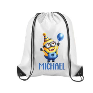 Custom Minion Birthday Backpack - Minions Drawstring Backpack -  Birthday Party Favor Bag - Minions Birthday Backpack - Minions Party Gift