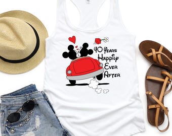 Débardeur personnalisé Disney pour femme – Mickey et Minnie, et ils vécurent heureux pour toujours – Cadeau d'anniversaire personnalisé