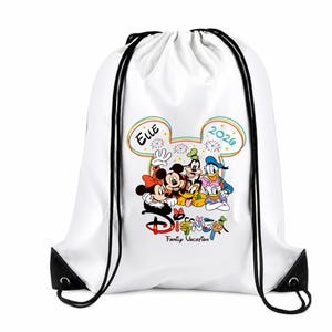 Personalized Disney Trip Backpack – Custom Disney Drawstring Backpack | Family Vacation Bag | Mickey Ears Backpack | Disney Travel Gift